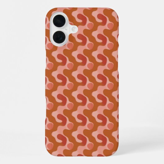 Coque iPhone 16 Plus Vagues fluides en orange et rose (Verso)