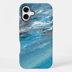 Coque iPhone 16 Plus Vagues océaniques abstraites en coups de pinceau b
