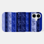 Coque iPhone 16 Plus Vélos bleus sur rayures (Verso Horizontal)