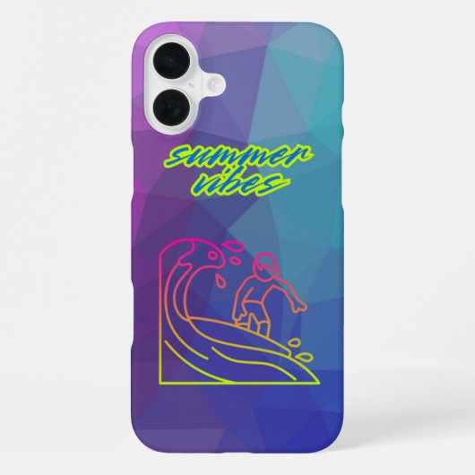Coque iPhone 16 Plus Vibes d'été garçon surf (Verso)