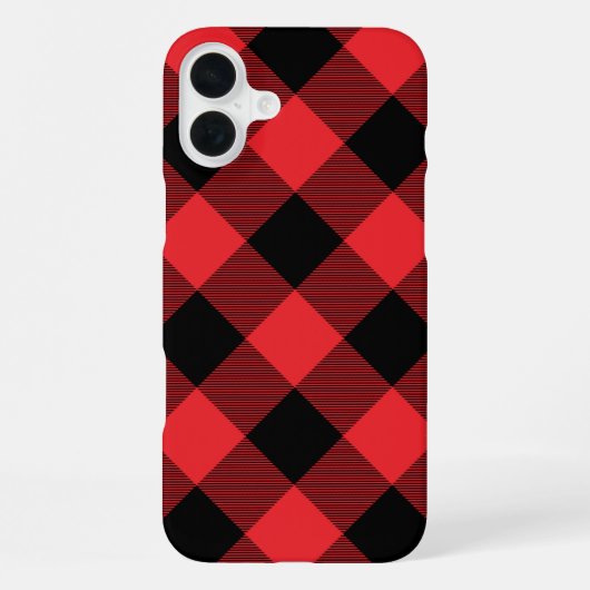 Coque iPhone 16 Plus Vichy Rouge Noir Buffalo (Verso)