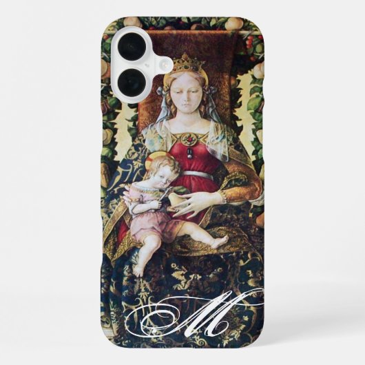 Coque iPhone 16 Plus VIERGE À L'ENFANT Monogramme (Verso)