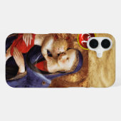 Coque iPhone 16 Plus VIERGE À L'ENFANT Monogramme Rubis Rouge (Verso Horizontal)