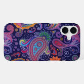 Coque iPhone 16 Plus Violet Rose Paisley (Verso Horizontal)