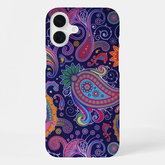 Coque iPhone 16 Plus Violet Rose Paisley (Verso)