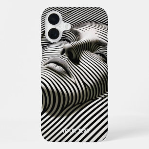 Coque iPhone 16 Plus Visage Fantastique Noir Blanc Mignon