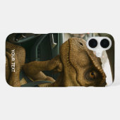 Coque iPhone 16 Plus Voiture de conduite Imaginaire Dinosaur (Verso Horizontal)