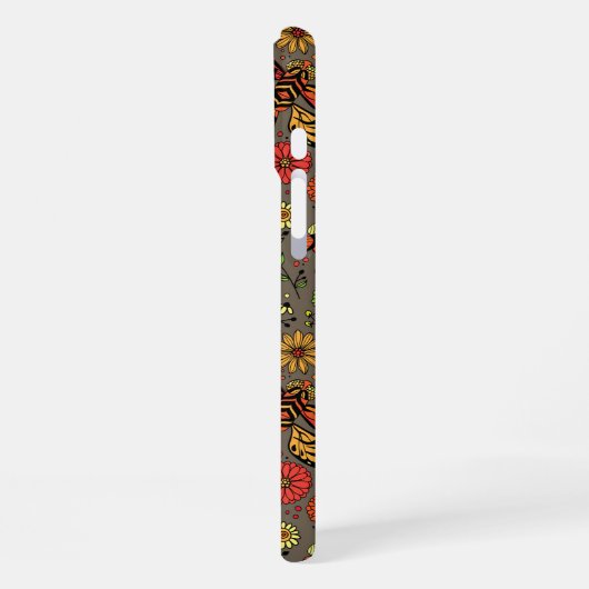 Coque iPhone 16 Plus Voler, voler libellule sur brun (Côté gauche)