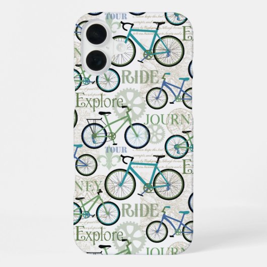 Coque iPhone 16 Plus Voyage à bicyclette bleu (Verso)