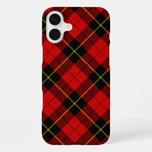 Coque iPhone 16 Plus Wallace tartan rouge noir plaid (Verso)