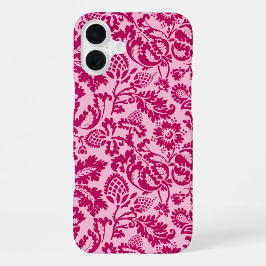 Coque iPhone 16 Plus William Morris Floral Damask, Fuchsia et Pink (Verso)