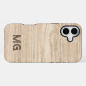 Coque iPhone 16 Plus Wood Grain Phone Case | Personalized Monogram (Verso Horizontal)