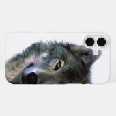 Coque iPhone 16 Plus Yeux de Loup Gris (Verso Horizontal)