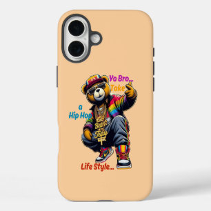Coque iPhone 16 Plus “Yo Bro !” Adopte le style de vie HipHop - Bear Ra