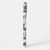 Coque iPhone 16 Plus Zinnias, monochrome sur blanc (Côté droit)