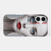 Coque iPhone 16 Pochette moderne fille code-barres (Verso Horizontal)
