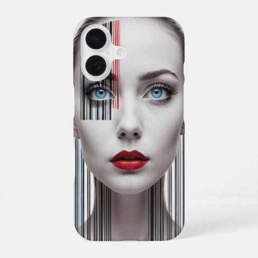 Coque iPhone 16 Pochette moderne fille code-barres (Verso)
