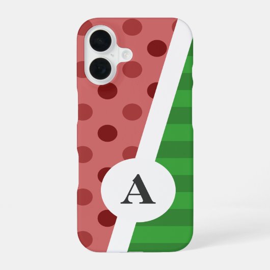 Coque iPhone 16 Point Polka de pastèque et Motif à rayures (Verso)