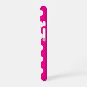 Coque iPhone 16 Points blancs gras sur fond rose vif (Côté gauche)