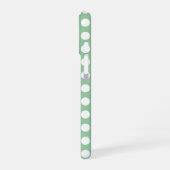 Coque iPhone 16 Points blancs gras sur fond vert sauge (Côté gauche)