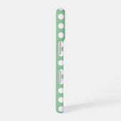 Coque iPhone 16 Points blancs gras sur fond vert sauge (Côté droit)