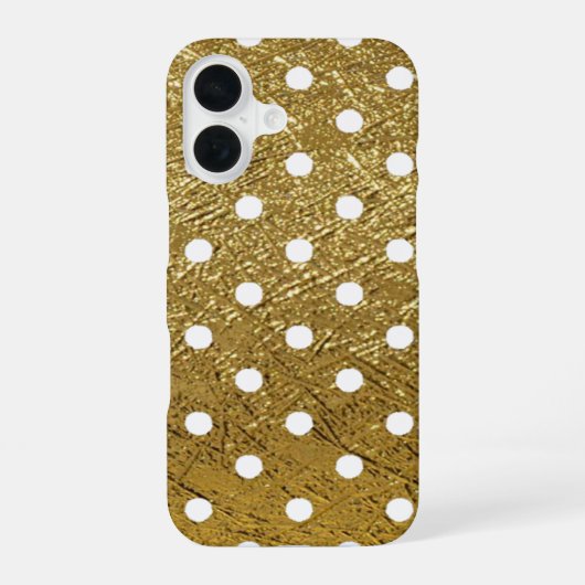 Coque iPhone 16 Points blancs sur fond doré (Verso)