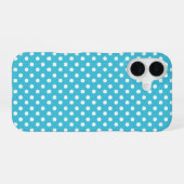 Coque iPhone 16 Points blancs sur turquoise (Verso Horizontal)