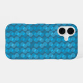 Coque iPhone 16 points bleus et en jean superposés (Verso Horizontal)