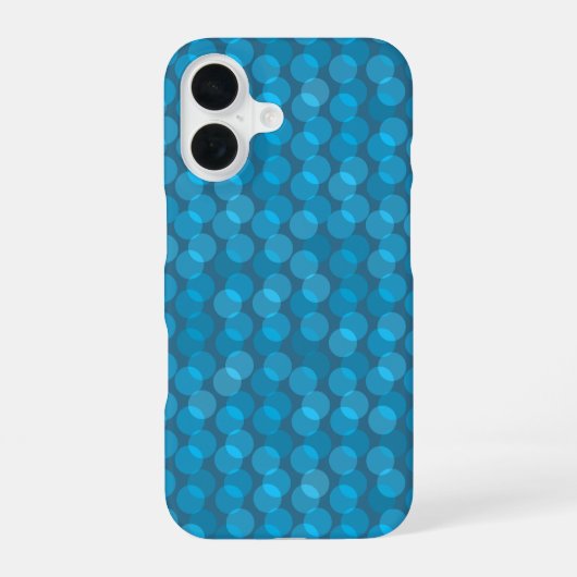 Coque iPhone 16 points bleus et en jean superposés (Verso)