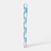 Coque iPhone 16 Points bleus, Motif à pois, Votre nom (Côté droit)