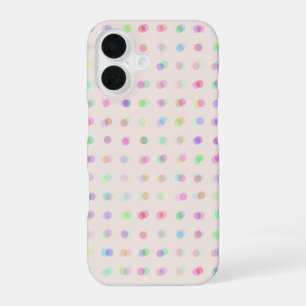 Coque iPhone 16 points colorés flous en polka
