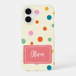 Coque iPhone 16 Points colorés gais Personnalisés