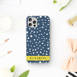 Coque iPhone 16 Points Dalmatiens Bleus De La Marine, Spots, Dotés