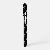Coque iPhone 16 Points de croix gris sur fond noir (Côté gauche)