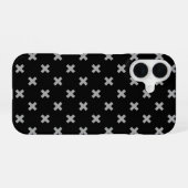 Coque iPhone 16 Points de croix gris sur fond noir (Verso Horizontal)
