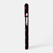 Coque iPhone 16 Points de croix rouges sur fond noir (Côté gauche)