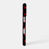Coque iPhone 16 Points de croix rouges sur fond noir (Côté droit)