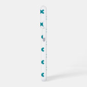 Coque iPhone 16 Points de croix sarcelle sur fond blanc (Côté gauche)