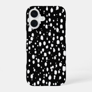 Coque iPhone 16 Points écartés Abstraits noirs et blancs