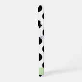 Coque iPhone 16 Points noirs et blancs, Pointillés, Votre nom (Côté gauche)