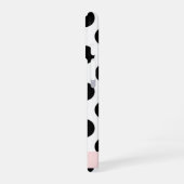Coque iPhone 16 Points noirs et blancs, Pointillés, Votre nom (Côté gauche)