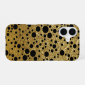 Coque iPhone 16 Points noirs faux or (Verso Horizontal)