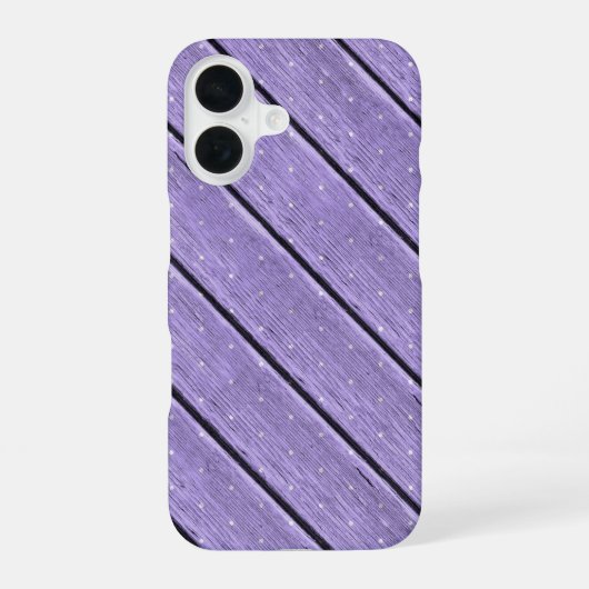 Coque iPhone 16 points polka sur bois violet (Verso)