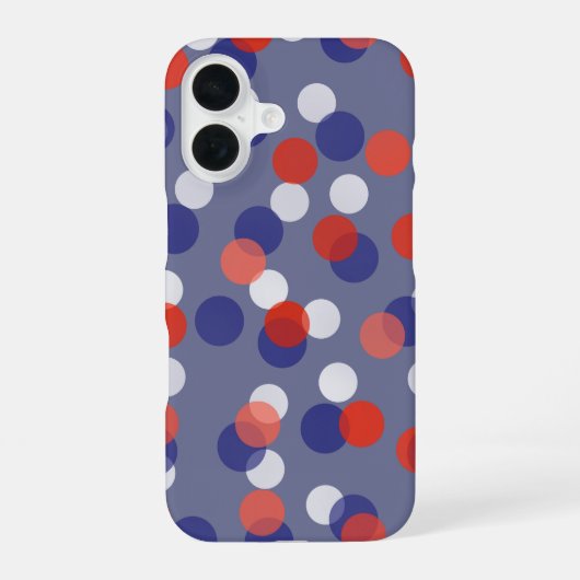 Coque iPhone 16 points rouges, blancs et bleus (Verso)