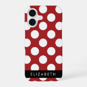 Coque iPhone 16 Points rouges, Motif à pois, Votre nom (Verso)