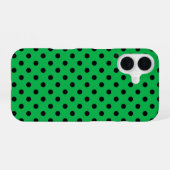 Coque iPhone 16 Points verts et noirs (Verso Horizontal)