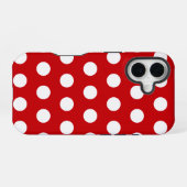 Coque iPhone 16 Pois blancs en gras sur rouge (Verso Horizontal)