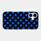 Coque iPhone 16 Pois bleu et noir (Verso Horizontal)
