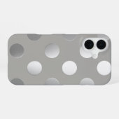 Coque iPhone 16 Pois gris, argent (Verso Horizontal)