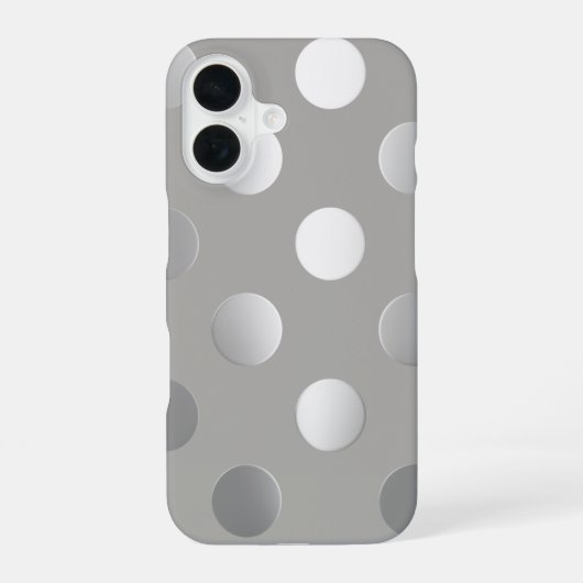 Coque iPhone 16 Pois gris, argent (Verso)
